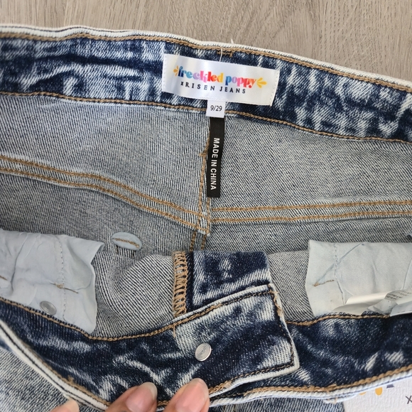 Risen Jeans Light Blue Acid Wash Distresses Flare Jeans - Picture 3 of 8